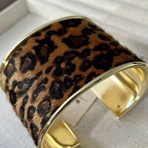 Leopard Print Open Wide Cuff Bracelet